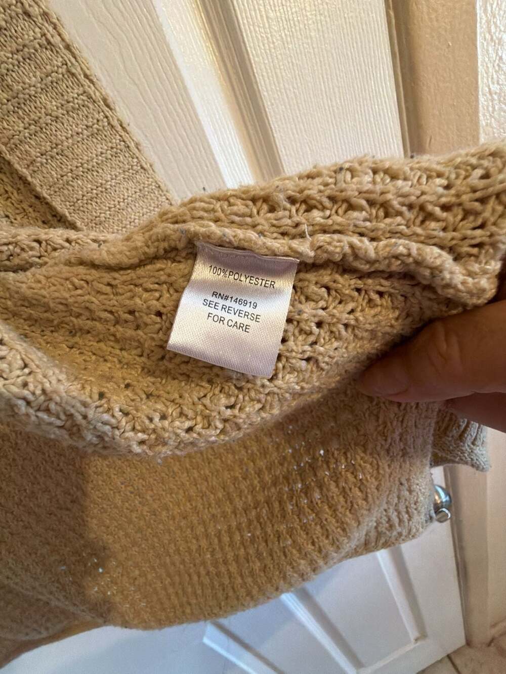 Casa Cabana Tan Waffle Knit Open Front Cardigan Sweater HOM1159-F - Picture 11 of 11